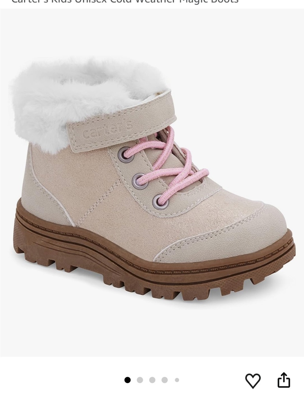 Carter's Pink Lace & Faux-Fur Trim Girls Cold-Weather Boots